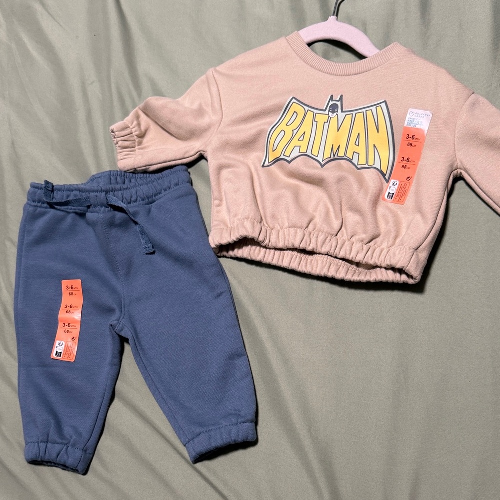 Batman cream Sweatshirt and Blue Joggers Kids Set
